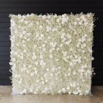 Baby’s Breath & White Rose Flower Wall — faux flower wall rental by September Tree